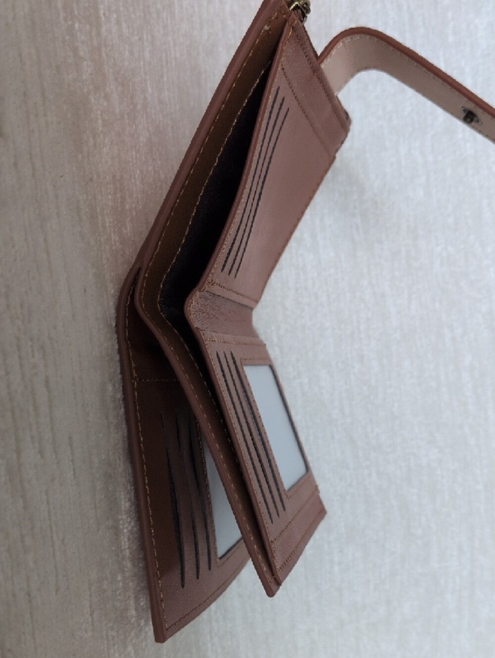 Blush Pink Brown Snap Closure 14 Slot Wallet Removable Insert Imported - Picture 9 of 12
